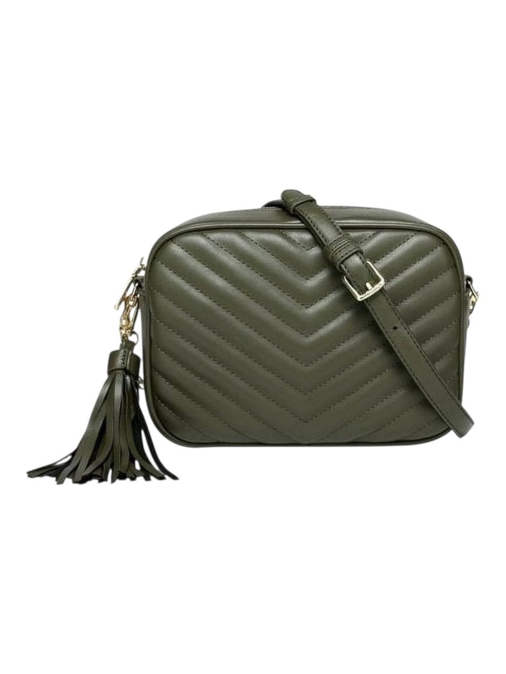 NWT Daisy Rose Quilted Shoulder & Crossbody Bag w/ Tassel - Olive Green